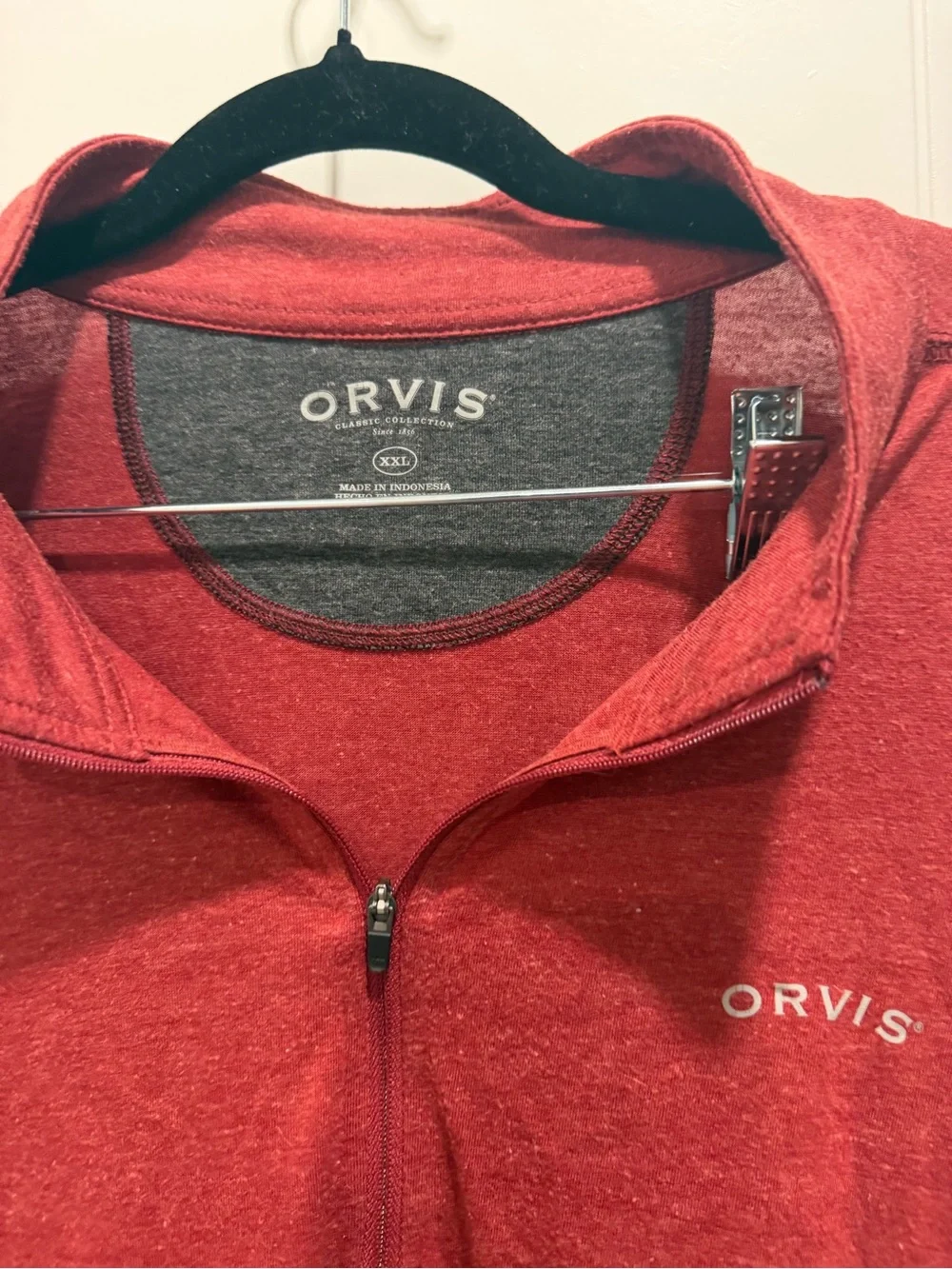 Orvis Heathered Red Zip-Front Pullover